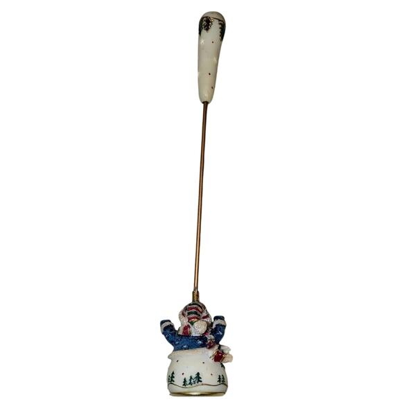Home Interiors Snowman Christmas Holiday Candle Snuffer Gold-tone Resin 9 in - Picture 3 of 8